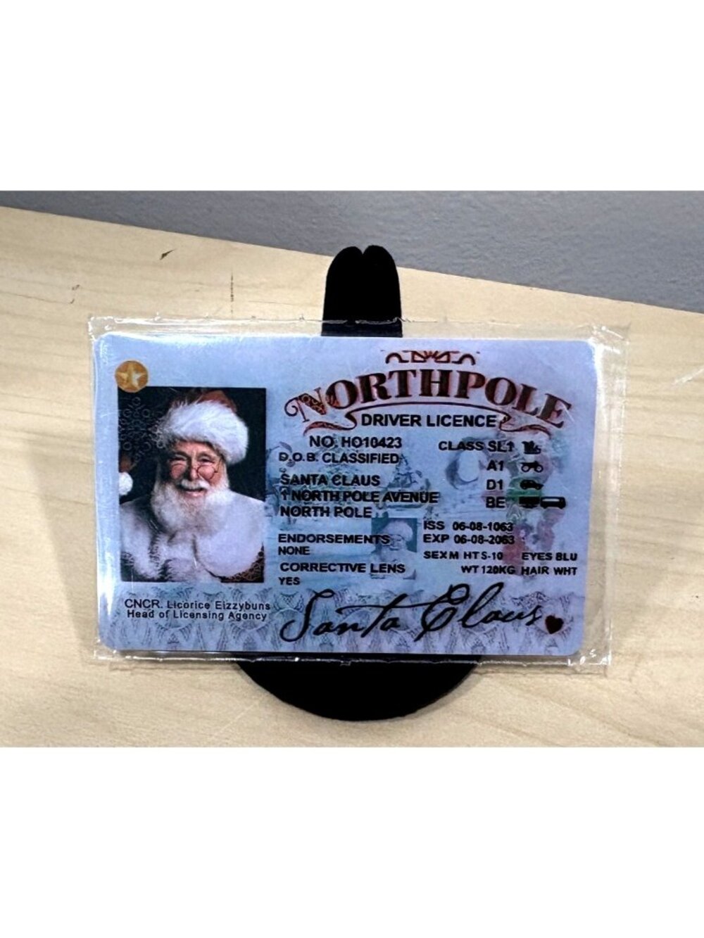 Santa Claus North Pole Driver License Card Fun Gift Magic Wonder Christmas New